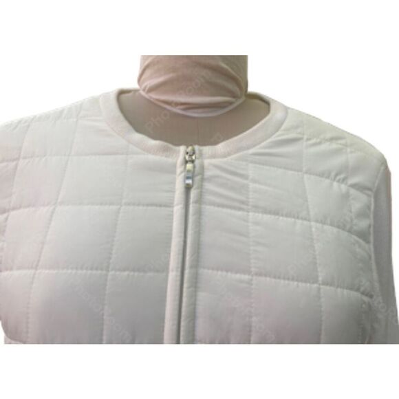 Croft & Barrow Quilted Sweater/Jacket Winter White Sz. L Full Zip - Picture 6 of 14